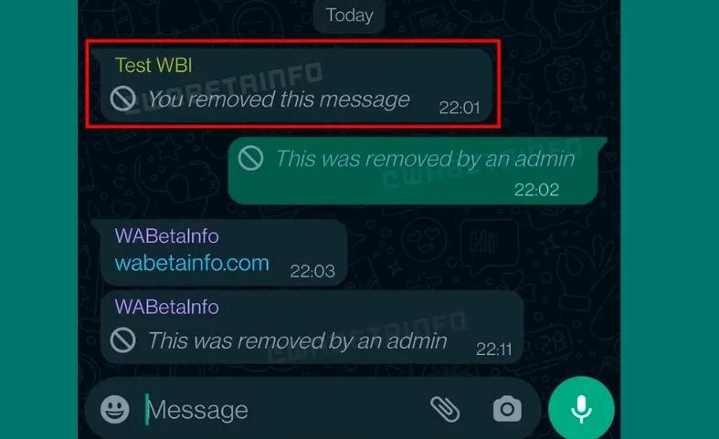 Mensaje borrado por el administrador de un grupo de WhatsApp